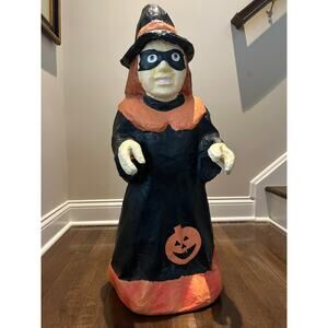 Vintage 31" Paper Maché Halloween Witch Figure Retro Spooky Decor Collectible